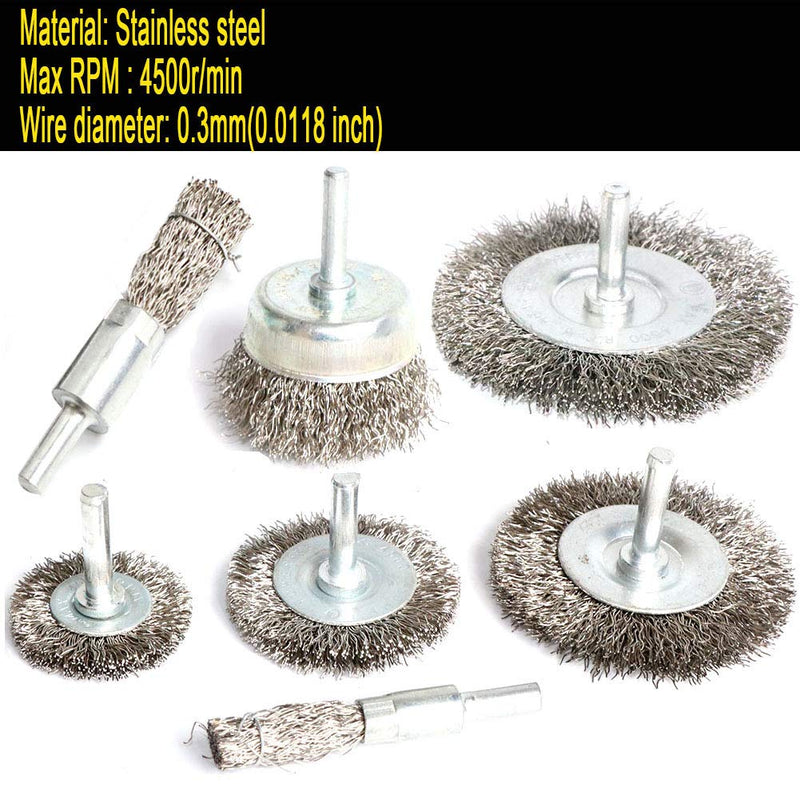 FPPO 7PCS Stainless Steel Wire Wheel Brush, Coarse Crimped Cup Brush and End Brush Kit - NewNest Australia