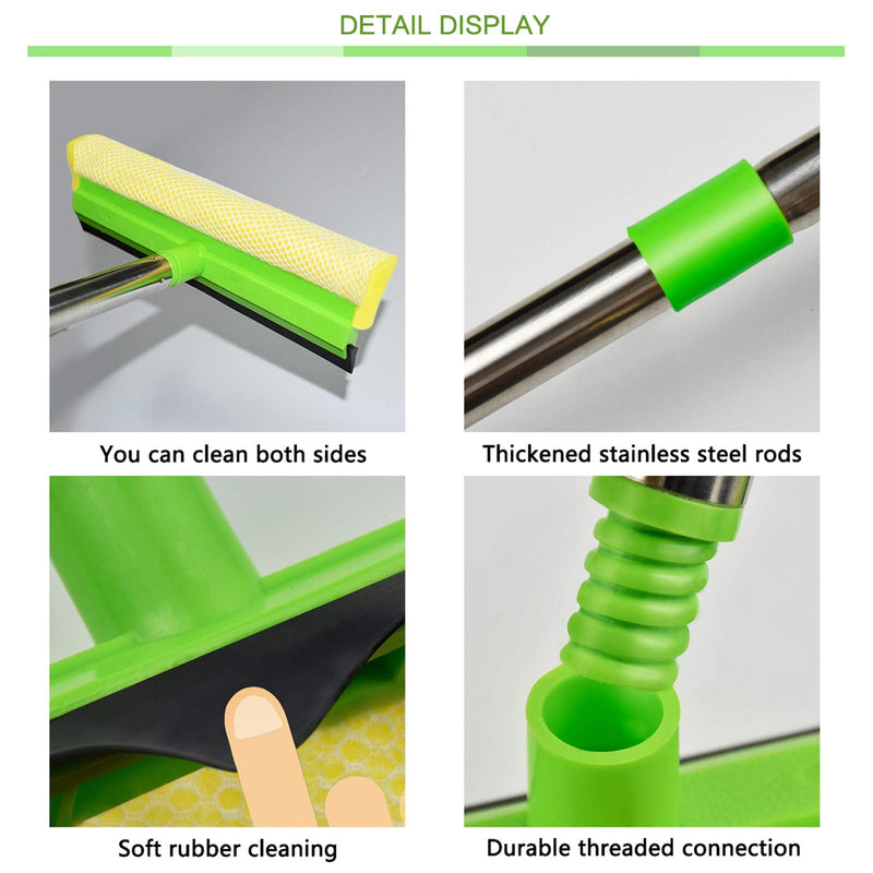 ITTAHO Multi-Use Window Squeegee, 2 in 1 Squeegee Window Cleaner with Long Extension Pole, Sponge Car Window Squeegee with 58" Long Handle for Gas Station, Glass,Shower,Outdoor High Window Cleaning - NewNest Australia