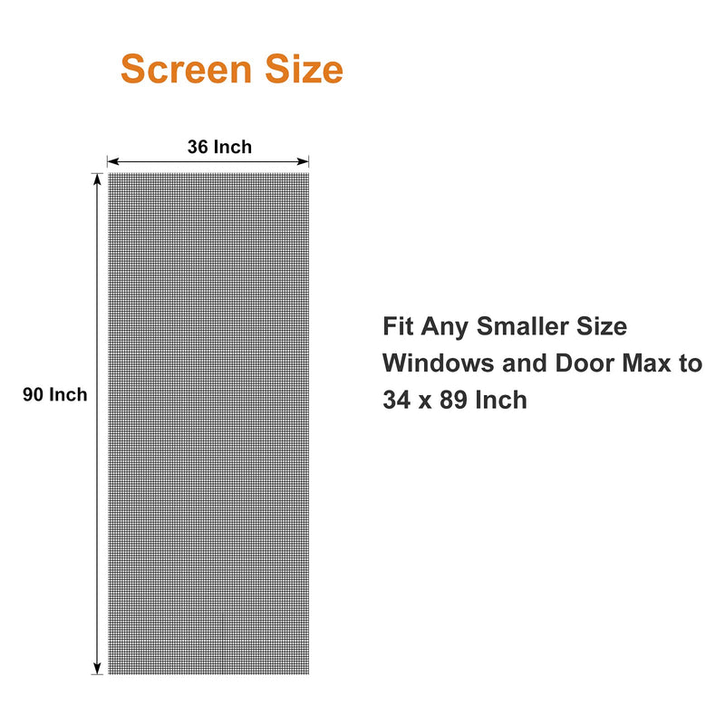 MAGZO Window Screen Replacement, 36"W x 90"L x 1/64"T Durable Fiberglass UV Protection Adjustable Screen for Windows&Doors, Folded DIY Window Mesh, Screen Door Replacement Mesh (Black) 1/64"T x 36"W x 90"L Black - NewNest Australia