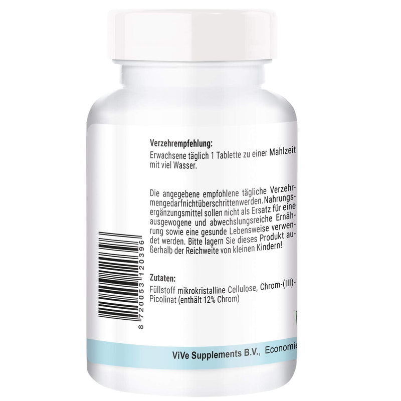 Chromium Picolinate - 200mcg Chromium - 365 tablets - High dosage - Vegan | Quality from Germany from ViVe Supplements - NewNest Australia