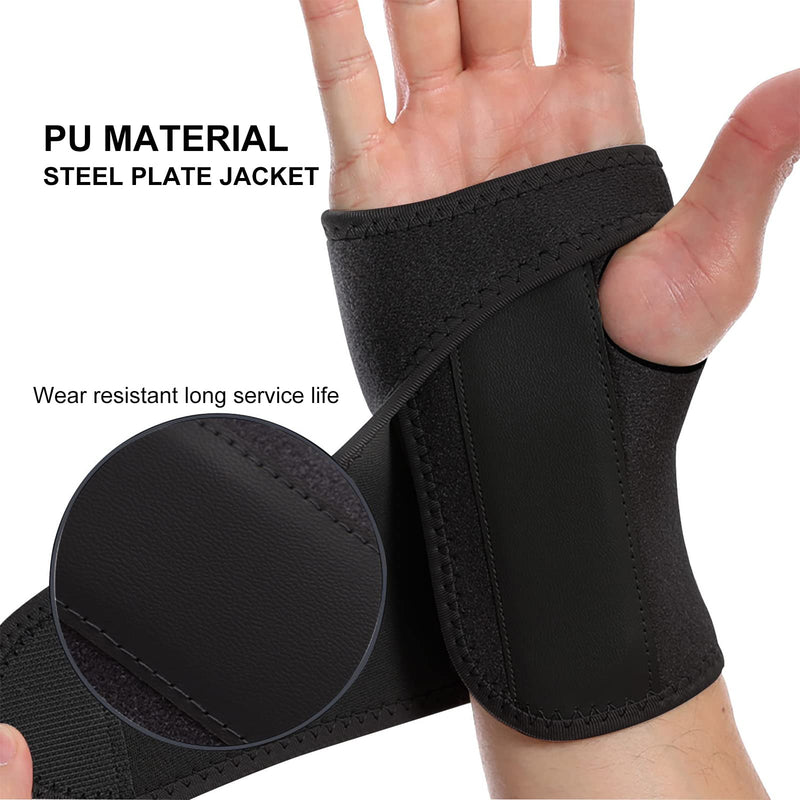 Wrist Splint Support Brace Compression Wrist Brace Elastic Adjustable Carpal Tunnel Support with Metal Strip for Sports, Fitness, Arthritis, Tendonitis One Size Single (Left Hand, Black) Left Hand - NewNest Australia