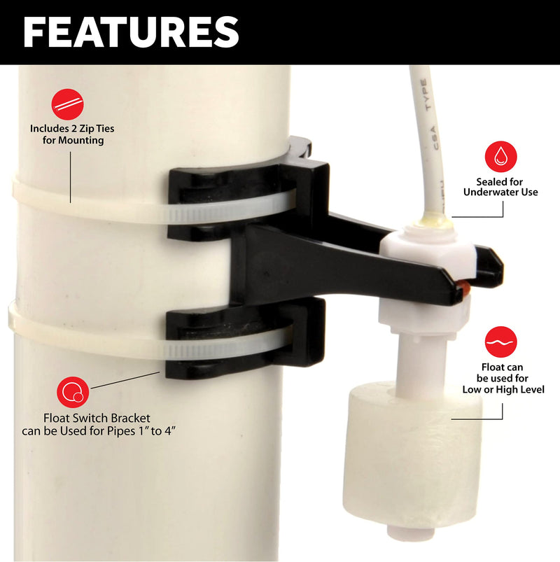 Level Sense 15 Feet Water Level Float Switch with Mounting Bracket - NewNest Australia