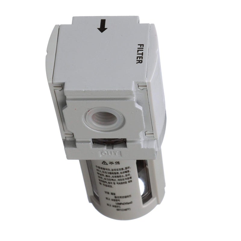 PneumaticPlus PPF2-N02B Miniature Compressed Air Particulate Filter 1/4" NPT - 5 Micron, Poly Bowl, Manual Drain, Bracket - NewNest Australia
