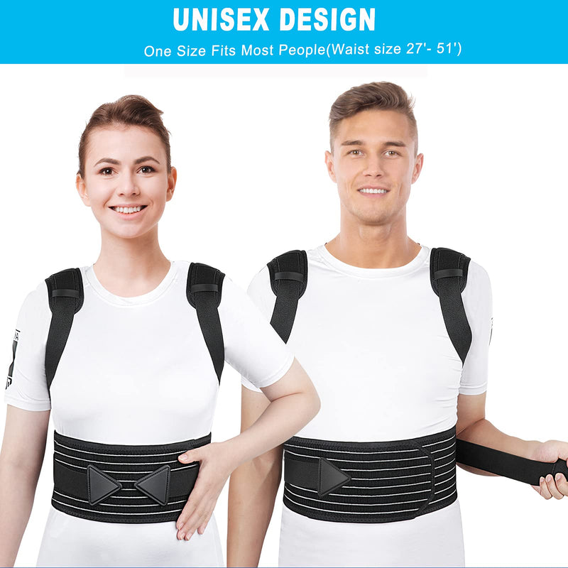 Aollop Posture Corrector Women and Men Spine Back Support Adjustable Back Brace for Improving Posture Providing Pain Relief from Neck Back Shoulder (Waist 27'- 51') Gifts for Women Men - NewNest Australia