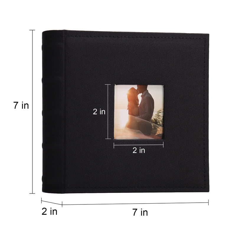 Vienrose Photo Album 4x6 100 Pockets Linen Frame Cover with Memo Areas Photobook Large Capacity Pictures Book for Wedding Family Baby Vacation Black - NewNest Australia