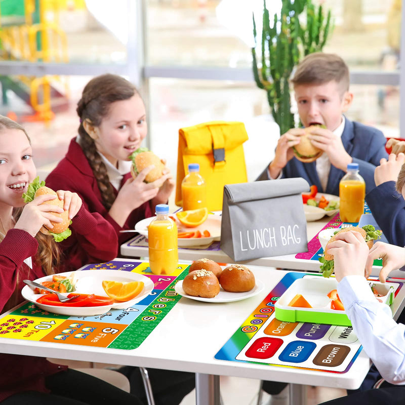 4 Pieces Educational Preschool Placemats for Toddlers and Kids, Non Slip Washable Reusable Learning Placemats for Nursery Homeschool Kindergarten Classroom Supplies Alphabet, Shape, Color, Number - NewNest Australia