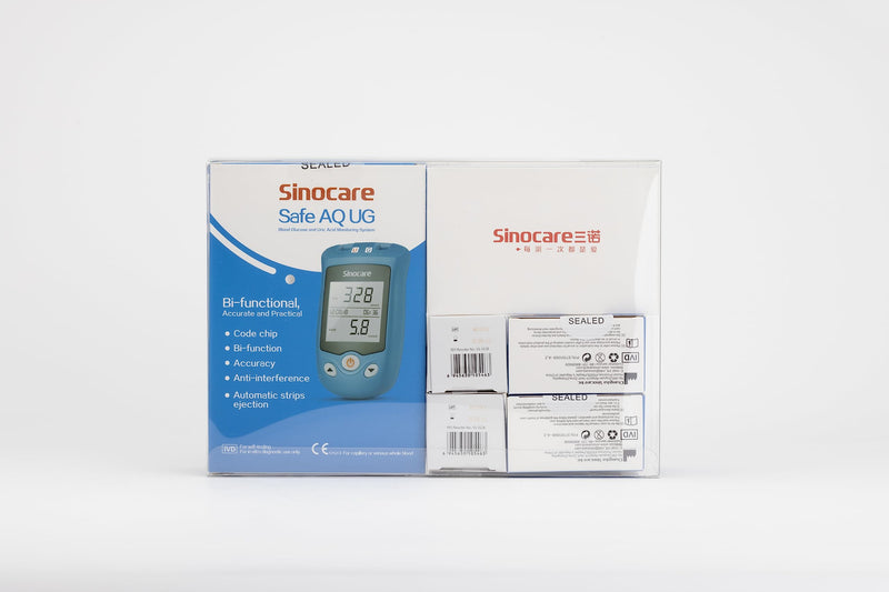 Uric Acid Meter, Blood Glucose Monitor, Uric Acid Self Measuring Kit, Sugar Meter With Test Strips, Blood Glucose, Uric Acid Test Strips, Lancets (Sinocare Safe Aq Ug) - NewNest Australia