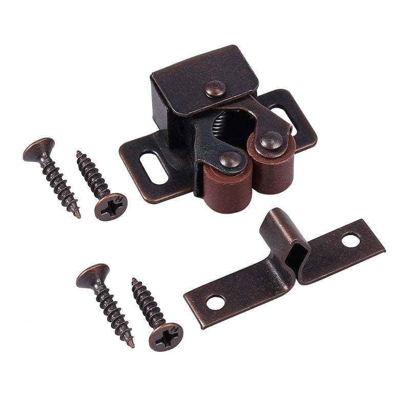 Hardware Roller Catch Justech 12 PCS Double Roller Catch Brown Antique Copper Catch Door Latch with Installation Screws for Cabinet Drawer Closet - NewNest Australia