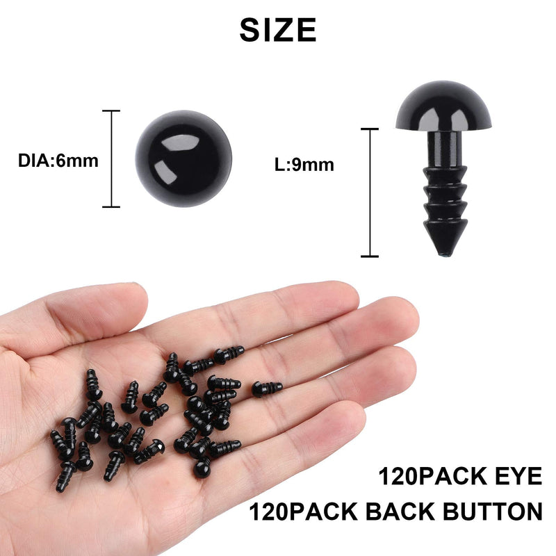 120PCS Plastic Safety Crochet Eyes Bulk with 120PCS Washers for Crochet Crafts (0.24Inch/6mm) 6mm - NewNest Australia