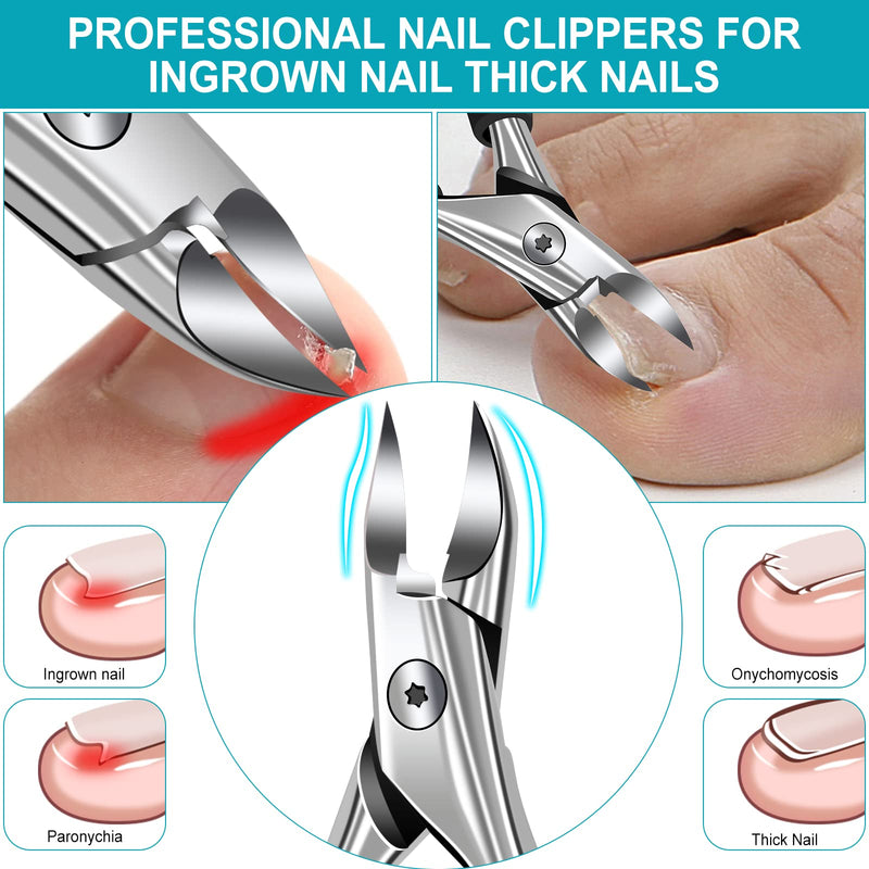 Toenail Clippers for Thick Nails, Toe Nail Clipper for Men Professional Ingrown Toenail Tool Cuticle Remover Nail Lift Nail Nippers for Chiropody with Easy Grip Handle -4pcs Set 4pc - NewNest Australia