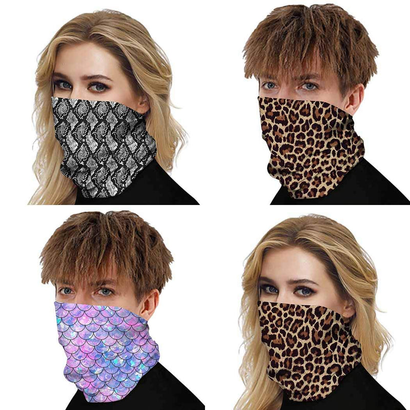 IYOU Outdoor Neck Gaiter Leopard Print Elastic Face Scarf Motorcycle Dust Bandana for Women and Men(pack of 3) - NewNest Australia