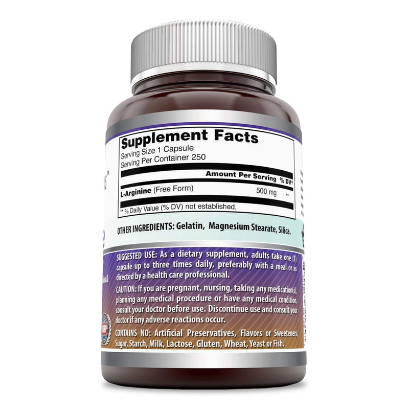 Amazing Formulas L Arginine 500mg Supplement - Best Amino Acid Arginine HCL Supplements for Women & Man - Promotes Circulation and Supports Cardiovascular Health - 250 Capsules 250 Count (Pack of 1) - NewNest Australia