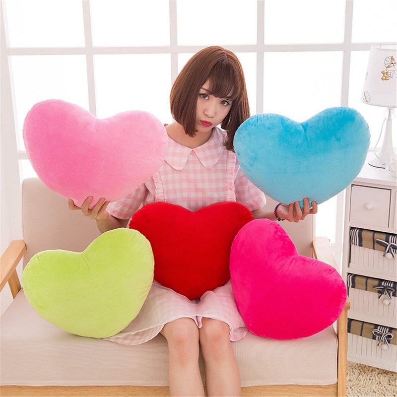 S-ssoy Plush Pillow Heart Shape Cushion Fluffy Throw Pillows Decorative Back Cushions for Friends Valentine's Day (Rose Red) - NewNest Australia