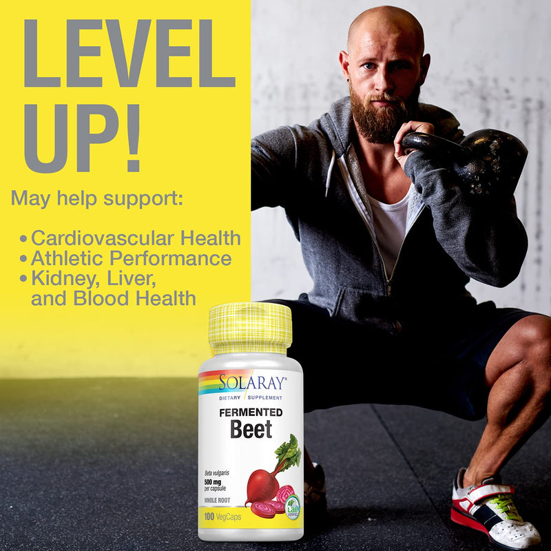 Solaray Fermented Beet Root Supplement | Athletic Performance, Circulation & Heart Health Support, 100 Serv, 100 VegCaps 100 Count (Pack of 1) White - NewNest Australia