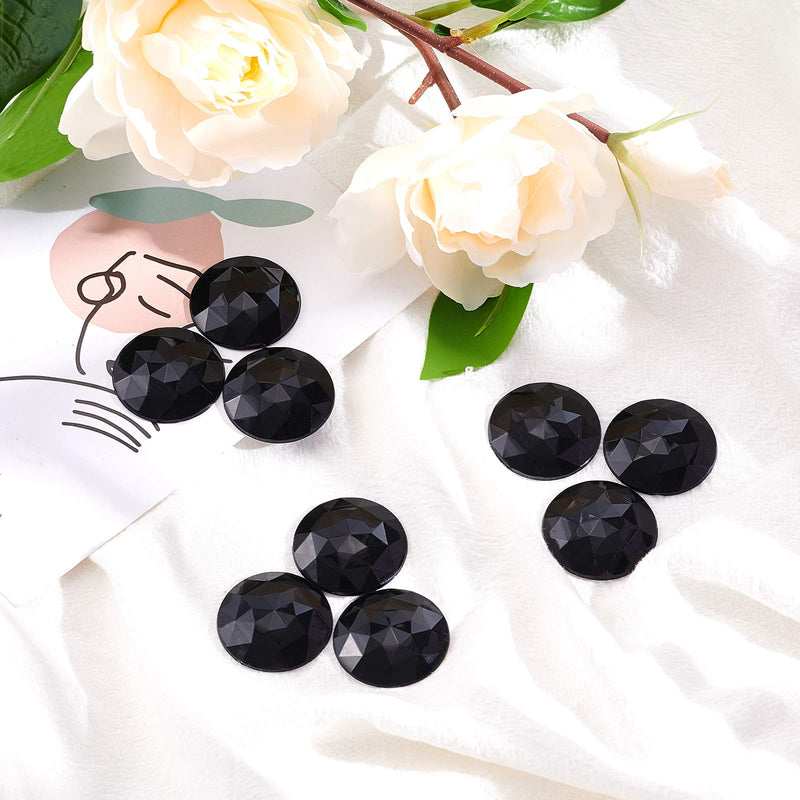 FINGERINSPIRE 50Pcs 30mm Flat Back Round Acrylic Rhinestone Self-Adhesive Plastic Circle Gems Stick On Jewels(Black) for Costume Making Cosplay Jewels Invitation Crafts Bling Christmas Halloween Decor Black - NewNest Australia