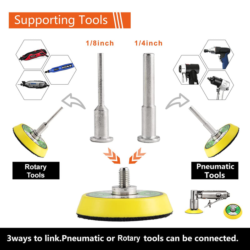 Tshya 240pcs 2inch Sanding Discs Pad Variety Kit for Drill Grinder Rotary Tools Attachment with 2Pcs 1/8"&1/4" Shank Backer Plate, Sanding Pads Includes 80-3000 Grit 2in 244Pack - NewNest Australia