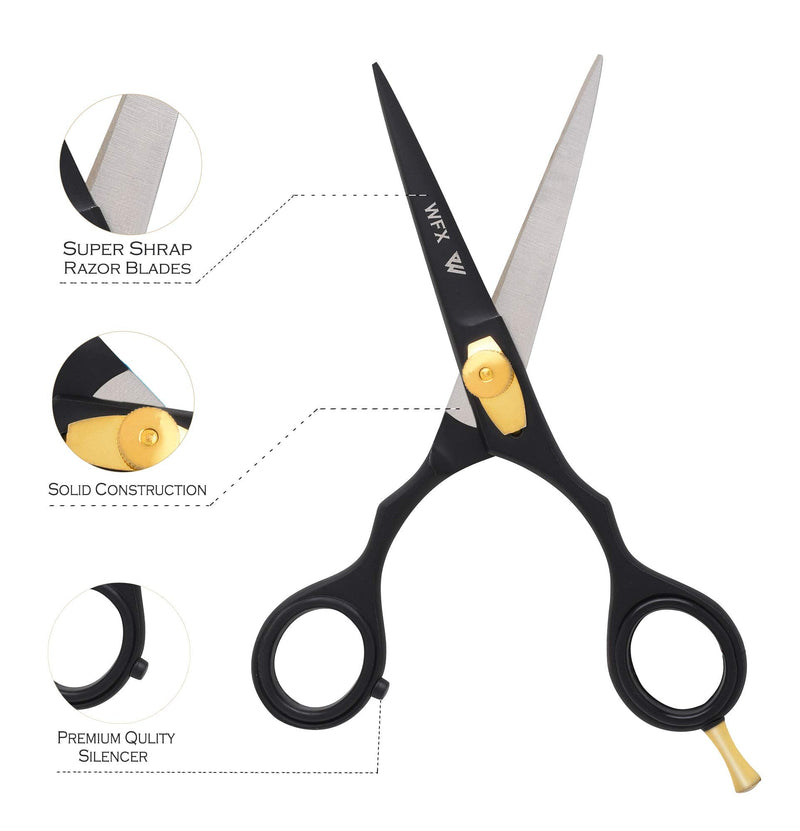 Hairdressing Scissors Hair Cutting Scissors Hairdresser Professional Hairdressers Haircut Scissors Sharp Adjustable Styling Men Women (Black) Black - NewNest Australia