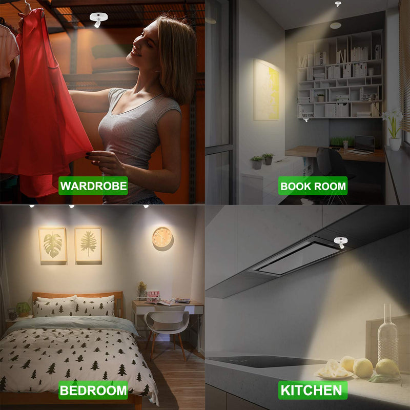 HONWELL LED Spotlights Indoor Accent Lights Wireless Dimmable Puck Lights with 2 Remote, Closet Lights with Rotatable Lights Head, Stick on Artwork Lighting, Art Lights for Painting Picture Display - NewNest Australia