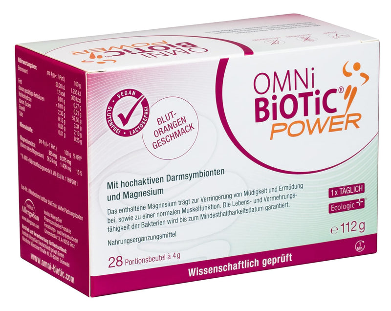 OMNi BiOTiC Power | 28 servings (112g) | 6 bacterial strains | 10 billion germs per daily dose | powder | Vegan | For daily use | With bacteria for the intestinal flora | Blood orange flavor - NewNest Australia