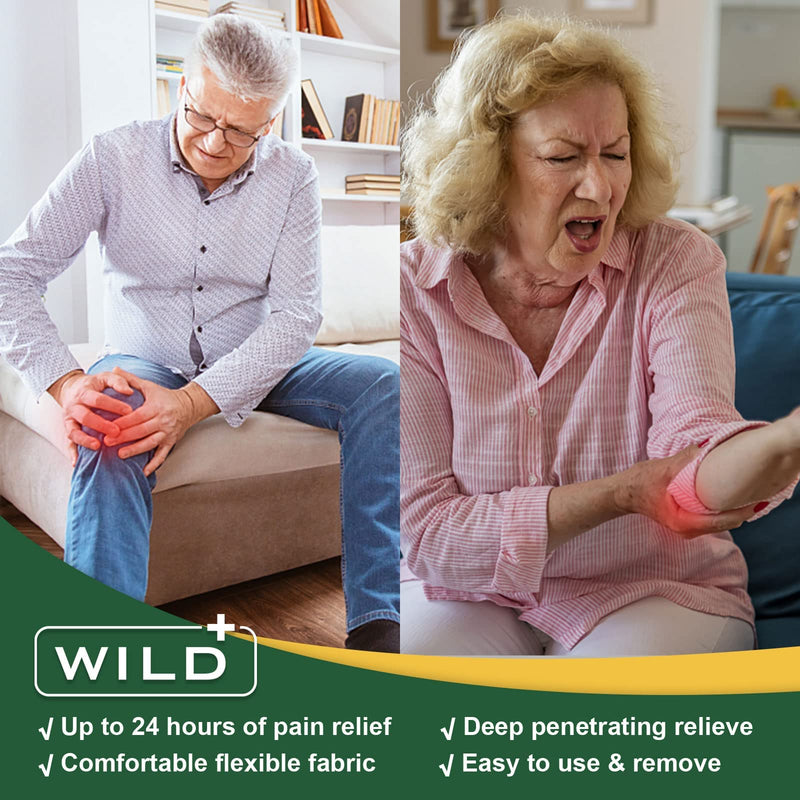 WILD+ Pain Relief Patches, 10PCS Large Max Strength Heat Patches Arthritis Joint Knee Patches, Herbal Warming Pain Relief Plaster Pain Relieving for Neck/Shoulder/Back/Muscles/Knee Pain 10 PCS - NewNest Australia
