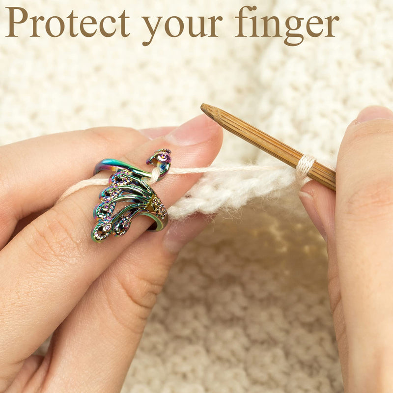 J.CARP 8 Pcs Adjustable Knitting Crochet Loop Ring, Braided Knitting Ring Yarn Guide Finger Holder for Mother Grandma Thanksgiving Presents - NewNest Australia