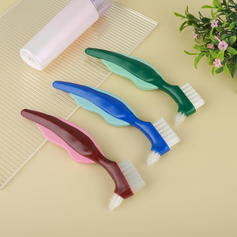 Hard Denture Brush Pack of 3 Premium Hygiene Denture Cleaning Brush Double-Sided Toothbrush with Multi-Layer Bristles Non-Slip Rubber Handle for Cleaning False Teeth (Red Green Blue) - NewNest Australia