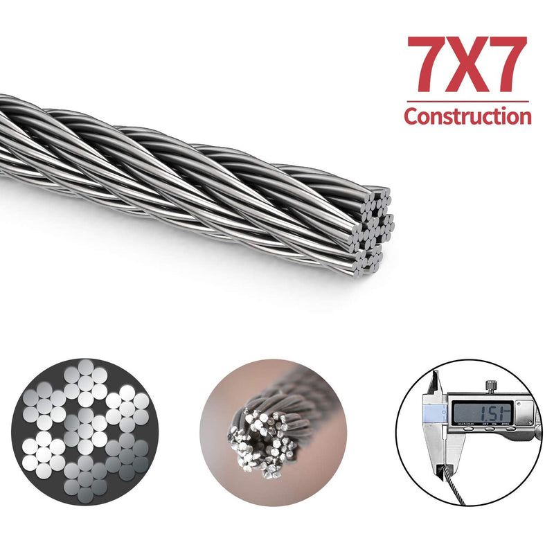 26ELE Picture Hanging Wire 50lb, Heavy Duty Stainless Steel Wire Rope for Hanging Picture Frame Mirror and Wall Art, Strong Metal Wire 100Feet with 20PCS Aluminum Crimping Sleeves - NewNest Australia