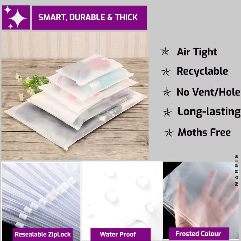 Marrie Ziplock Bags for Clothes Hospital Maternity Essentials Travel Space Saver Luggage Organiser No Vent Frosted Storage Pouch for Shoe Toiletries Garments School Trips Toys Home Cosmetic Pack of 20 Pack of 20 - Mixed - NewNest Australia