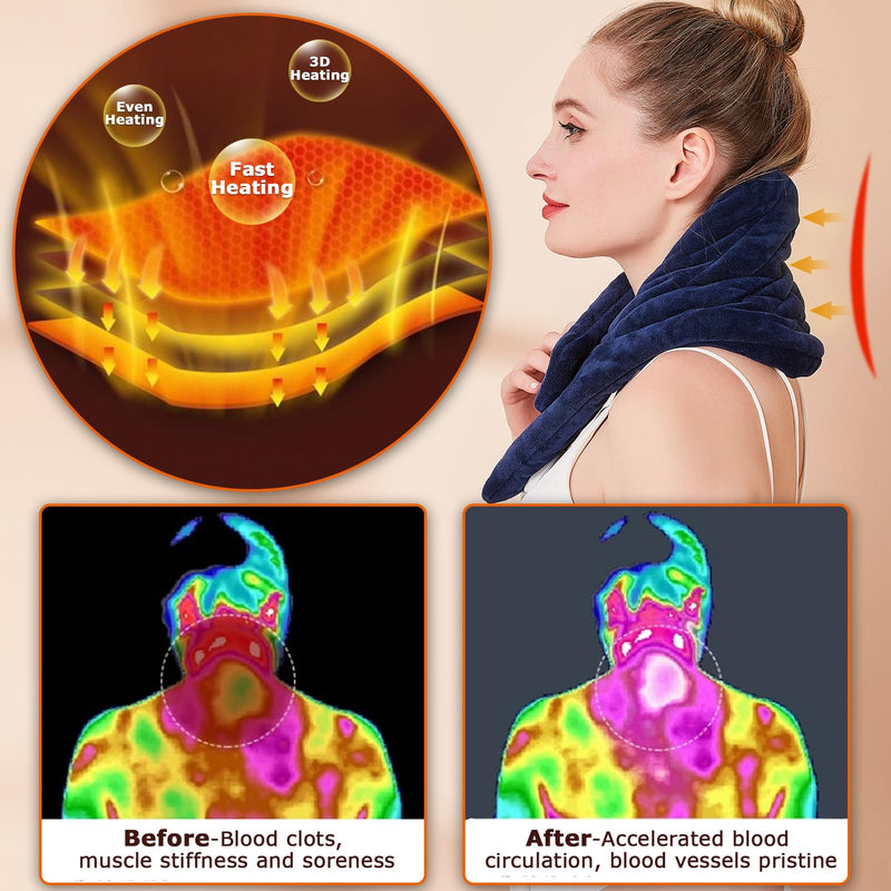 JOBYNA Heating Pad for Neck, Neck Warmer Electric, 5s Fast Heating 30-70℃ & 10-90 Minutes Adjustable Physiotherapy Neck Heating Pad, Flannel Material Washable (19 * 74cm) Heating Pad for Neck 19*74 - NewNest Australia