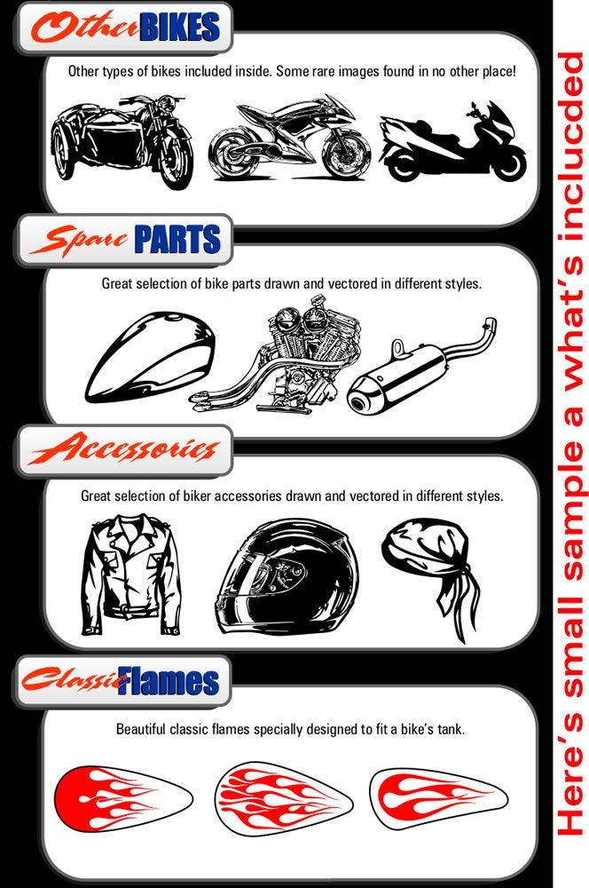 Motorcycle Biker Clipart-Vinyl Cutter Plotter Clip Art Images-Sign Design Vector Art Graphics CD-ROM - NewNest Australia