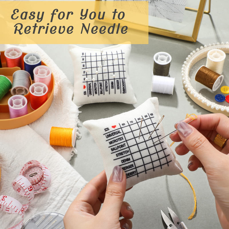 2 Pieces Linen Needle Sorting Pin Cushion Cool Pin Cushions for Sewing Cute Sewing Pin Cushion Accessories Pincushion Kit White Cushion for Pins for Sewing Wooden Base Needle Pincushions - NewNest Australia