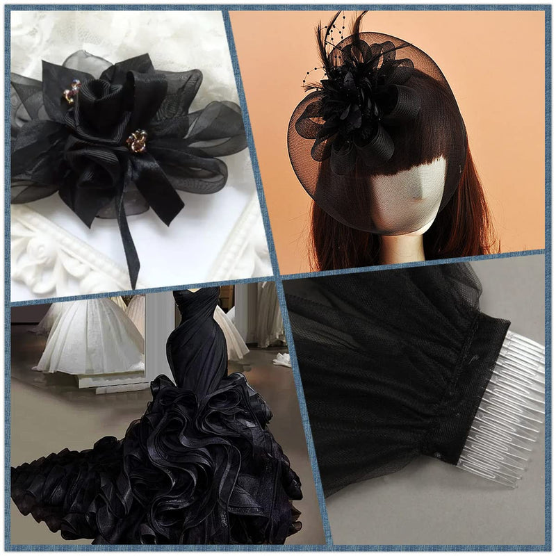 Abbaoww Polyester 1 Inch 50 Yard Stiff Horsehair Braid for Polyester Boning Sewing Wedding Dress Dance Gowns Dress Accessories, Black - NewNest Australia