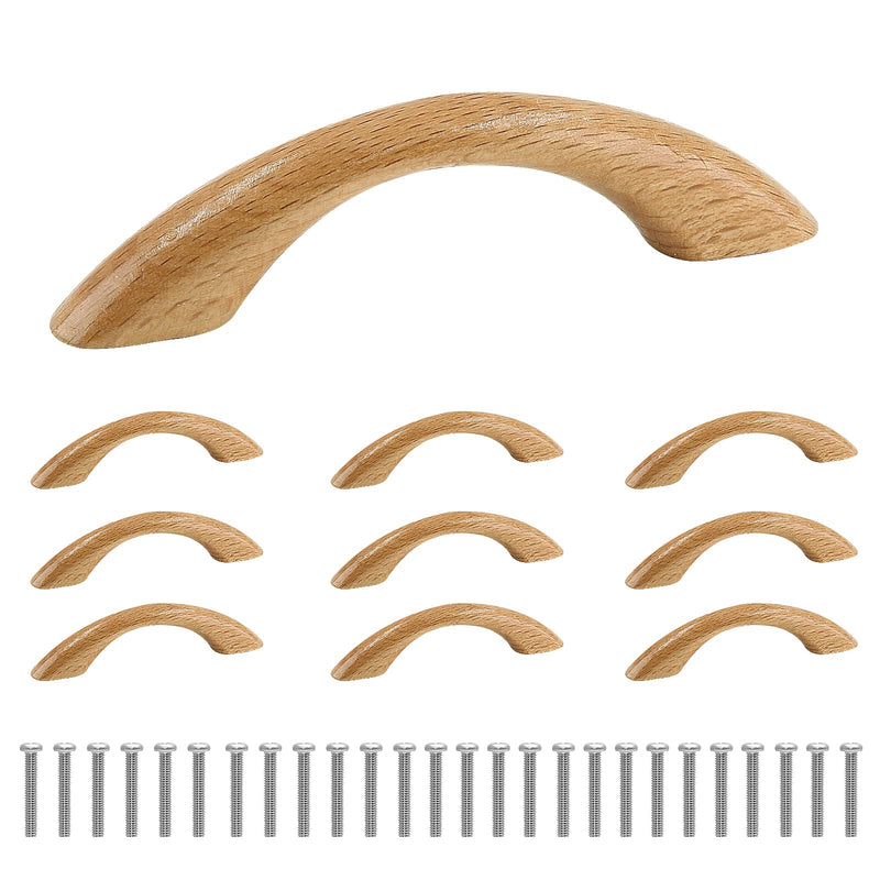 Uenhoy 10 Pcs Wooden Drawer Pulls Handles Solid Wood Handles for Kitchen Cabinets and Drawers - 3-3/4" Length, 2-1/2” Hole Spacing 2 1/2" Hole Center - NewNest Australia