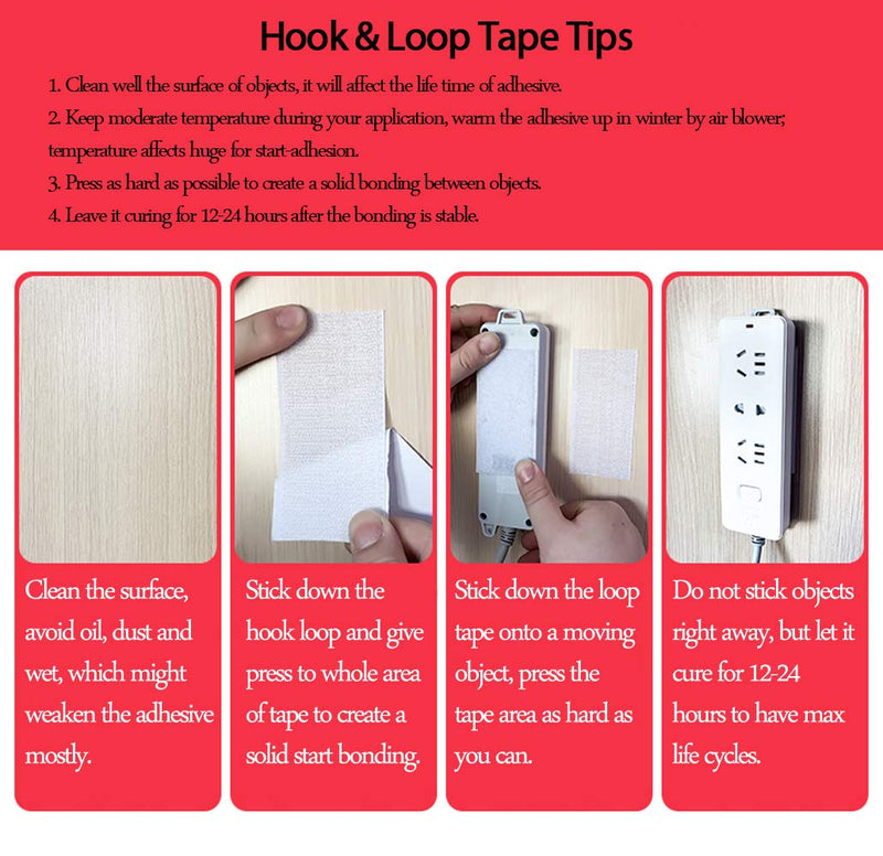 LLPT 32 Pairs Hook and Loop Tape Fastener Round (Dia. 2.4”) Dots + Rectangle (1.2”x 4.7”) Square Pad Each 16 Pairs Heavy Duty Adhesive Hook Loop Strip Mounting Tape for Home Deco Office School(RSB360) Round+Square 32Packs - NewNest Australia