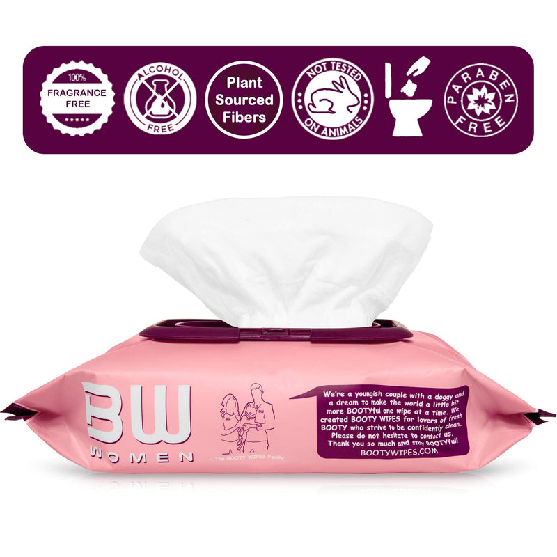 BOOTY WIPES for Women - 80 Flushable Wipes for Adults, Feminine Wet Wipes (80 Wipes Total - 1 Flip-Top Pack) pH Balanced, Infused with Vitamin-E & Aloe - NewNest Australia