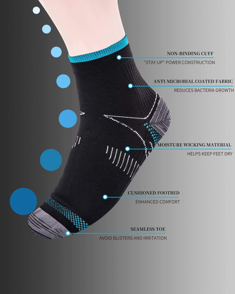 Compression Socks for Women & Men-Upgraded Sport Plantar Fasciitis Arch Support- Low Cut Compression Foot Socks Best for Athletic Sports, Running, Medical, Travel, Pregnancy (6 Pairs) Black S-M - NewNest Australia