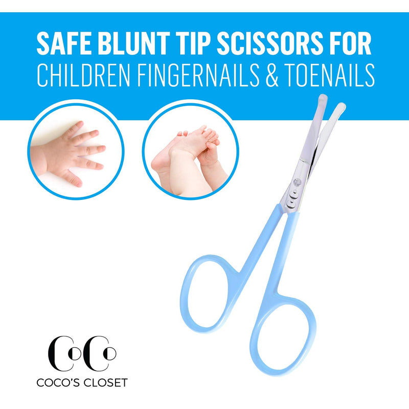 Cocos Small Nail Scissors - Safety Round Tip Baby Nail Clippers and Hair Scissors for Adults, Newborn, Infant, and Toddler Fingernails Blue - NewNest Australia