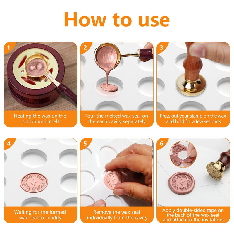 Silicone Mat Pad for Wax Seal Stamp,24 Cavity Wax Sealing Mat Pad with 50 Pcs Removable Double-Sided Adhesive Sticky Dots for DIY Craft Adhesive Waxing Sealing Wax Seal Stamp Stickers - NewNest Australia