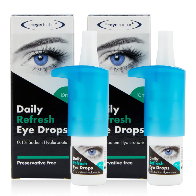 The Eye Doctor Eye Drops Refresh Twin Pack - Preservative Free Eye Drops Dry Eye Relief - 0.1% Sodium Hyaluronate - Daily Refresh Tired Eyes - Suitable for Contact Lenses - 2X 10ml Easy to Use Bottle 10 ml (Pack of 2) - NewNest Australia