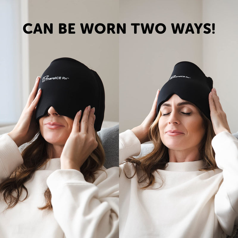 TheraICE Rx Form Fitting Gel Ice Headache / Migraine Relief Hat, Cold Therapy Migraine Relief Cap, Comfortable & Stretchable Ice Pack Eye Mask for Puffy Eyes, Tension, Sinus & Stress Relief Black (Pack of 1) - NewNest Australia