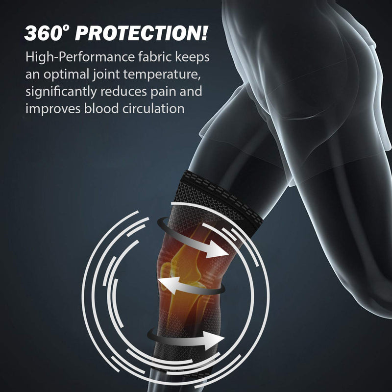 POWERLIX Knee Compression Sleeve - Best Knee Brace for Knee Pain for Men & Women – Knee Support for Running, Basketball, Weightlifting, Gym, Workout, Sports Black Small - NewNest Australia