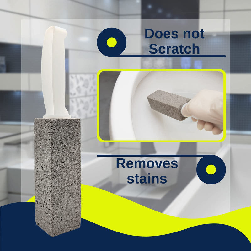 Pumie Toilet Bowl Ring Remover, TBR-6, Grey Pumice Stone with Handle, Removes Unsightly Toilet Rings, Stains from Toilets, Sinks, Tubs, Showers, Pools, Safe for Porcelain, 1 Pack - NewNest Australia