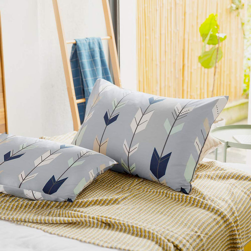 FenDie Pillow Cases Set of 2 - Arrow Feather Printed Pattern Standard Size (20"x 26") Pillow Protectors Soft Cotton Pillow Covers Decorative, Envelope Closure End Standard size (20 x 26 inch) - NewNest Australia