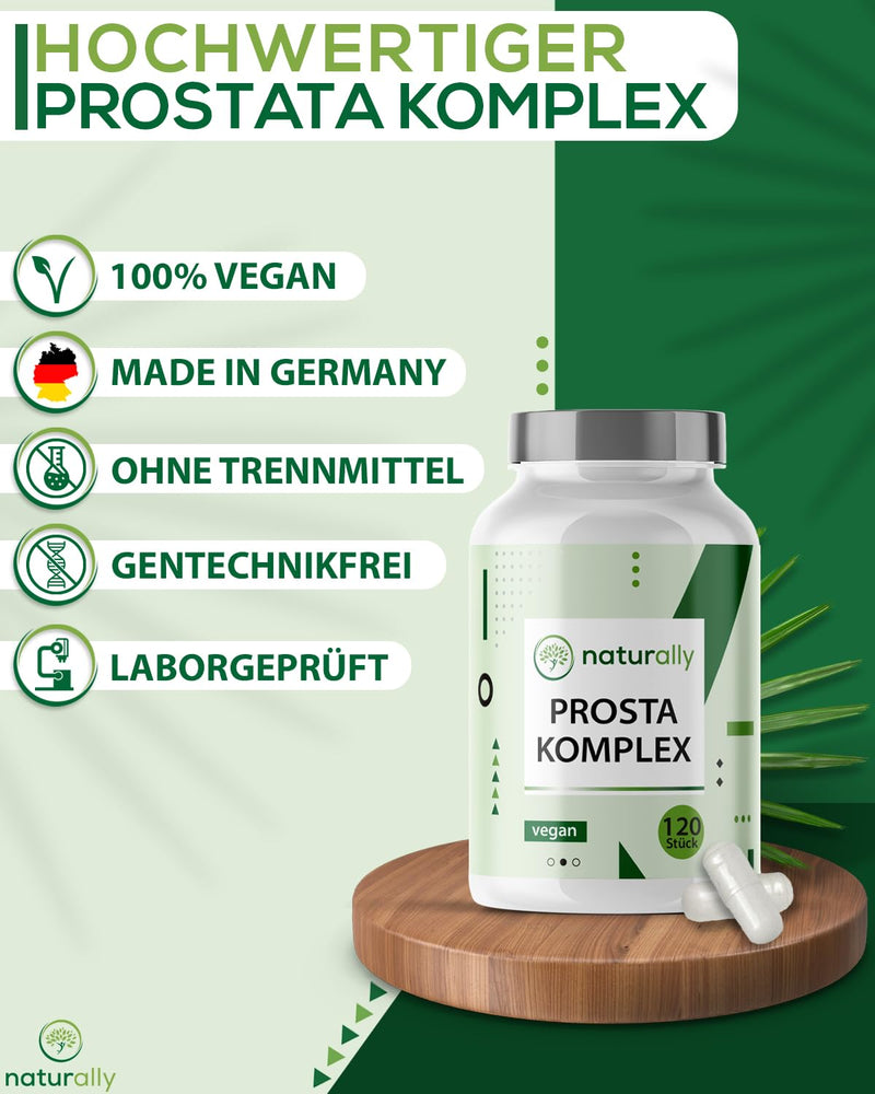 Naturally Prostate Capsules High Dose [Pack Of 120] - Complex With Pumpkin Seed, Nettle, Saw Palmetto Extract With Vitamin E, Zinc, Selenium - Made In Germany, Vegan, Testosterone, Nettle Capsules - NewNest Australia