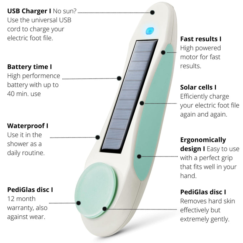 PediCurve Electric Callus Remover, Unique Callus Remover that Gently Removes Calluses | Electric Callus Remover via Solar Cells or with USB - NewNest Australia