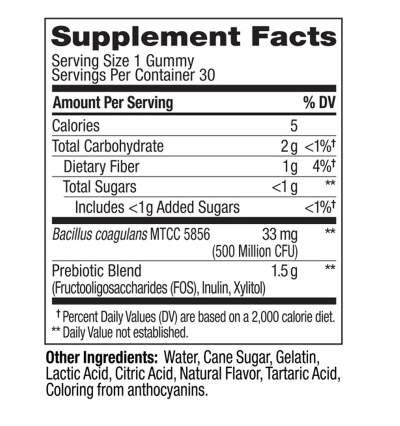 OLLY Probiotic + Prebiotic Gummy, Digestive Support and Gut Health, 500 Million CFUs, Fiber, Adult Chewable Supplement for Men and Women, Peach, 30 Day Supply - 30 Count Balanced Belly (30 Day Supply) - NewNest Australia