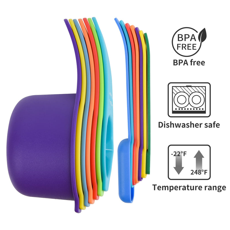 Plastic Measuring Cups and Spoons Set, Mixing Color Measurement Cups Spooons Set for Baking and Cooking, Kitchen 7 Measure Cups and 7 Spoons Set with Leveler A: 7cups+7spoons+1leveler-Mxing Color - NewNest Australia