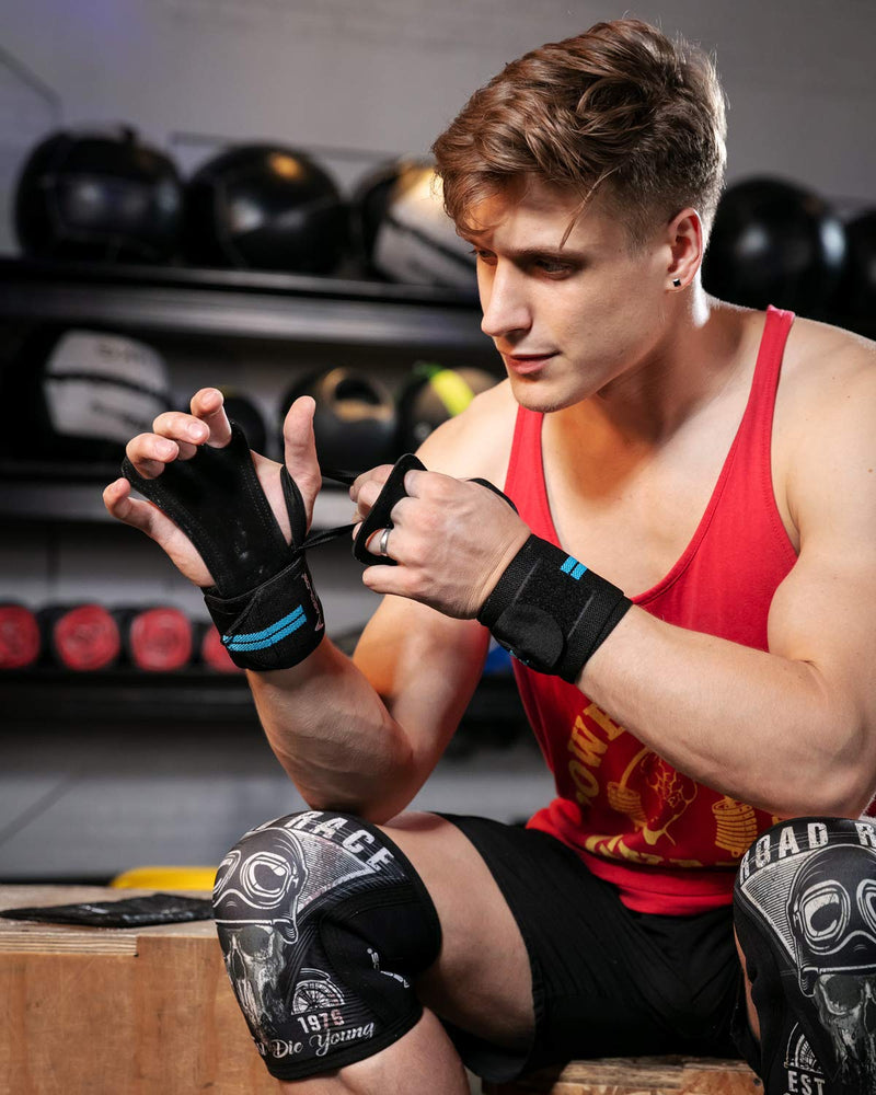 Gymnastics Hand Grips/Gloves with Wrist Wrap Support -Perfect for WODs,Pull up,Power Weightlifting,Kettlebells and Gym Workout Blue4 - NewNest Australia