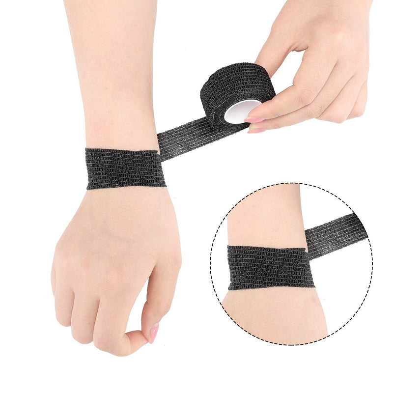 Pangda 12 Pieces Adhesive Bandage Wrap Stretch Self-Adherent Tape for Sports, Wrist, Ankle, 5 Yards Each (1 Inch, Black) 1 Inch (Pack of 12) - NewNest Australia