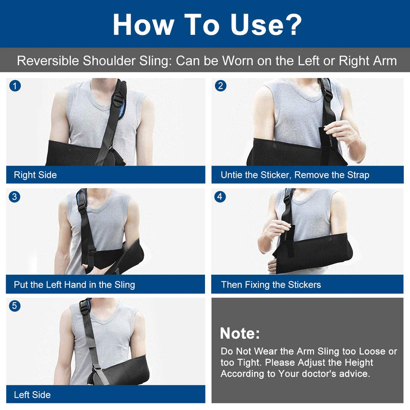 Vdsow Arm Sling - Breathable Shoulder Immobiliser Bandage For Men And Women, Adjustable Mesh Arm Sling Shoulder For Broken Arm, Elbow, Wrist Fractures And Dislocation - Black - NewNest Australia